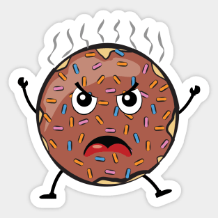 Angry Donut - Funny Character Illustration Sticker